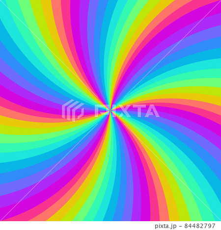 Rainbow neon swirl background. Radial gradient rainbow of twisted spiral. Vector illustration. 84482797
