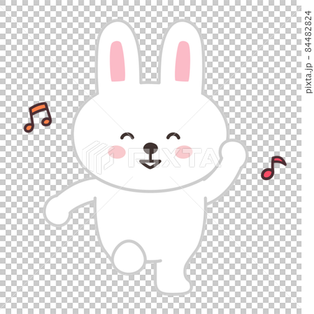 一隻看起來很有趣的兔子跳舞的插圖 84482824