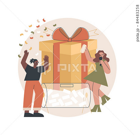Prize draw abstract concept vector illustration. 84483258