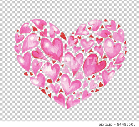 Watercolor illustration material: Heart mark perfect for Valentine's Day Pink multiple 84483503