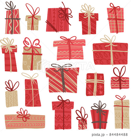 Holiday presents. Decorative vector seamless pattern with gift boxes. 84484488