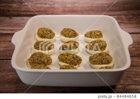 Chimay stuffed eggs recipe baked in the oven Chimay stuffed eggs recipe baked in the oven 84484658