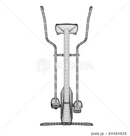 Jogging machine wireframe made of black lines isolated on white background. Front view. 3D. Vector illustration 84484926