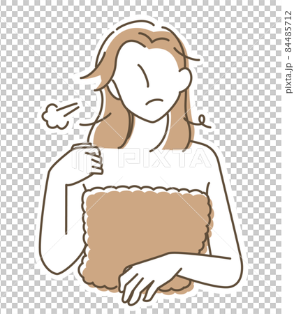 シンプルでガーリーな女性のイラスト(ため息) シンプルでガーリーな女性のイラスト(ため息) 84485712