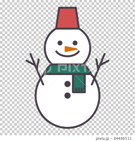 シンプルでかわいい雪だるまのイラスト 84486511