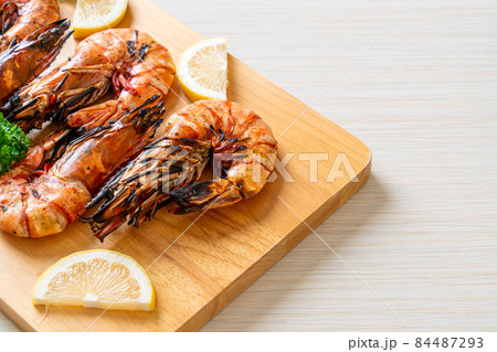 grilled tiger prawns or shrimps 84487293