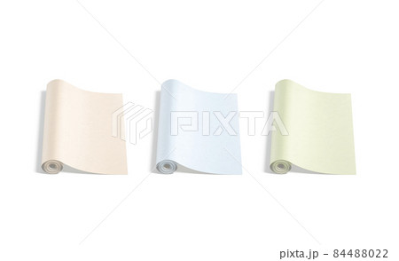 Blank colored wallpaper twisted roll mockup, front top view Blank colored wallpaper twisted roll mockup, front top view 84488022