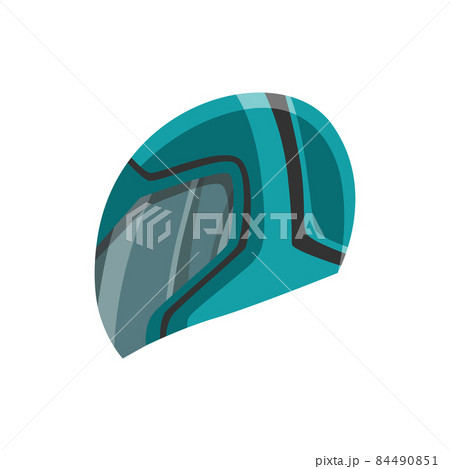 Helmet for scooter, car or motorcycle sport. Head protection for road safety. Cartoon flat sport helmet icon 84490851