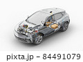 Electric car technical cutaway 3d rendering. 84491079