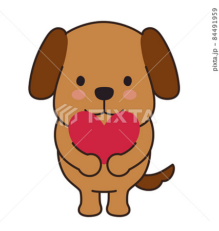ハートを持つかわいい犬のイラスト ハートを持つかわいい犬のイラスト 84491959