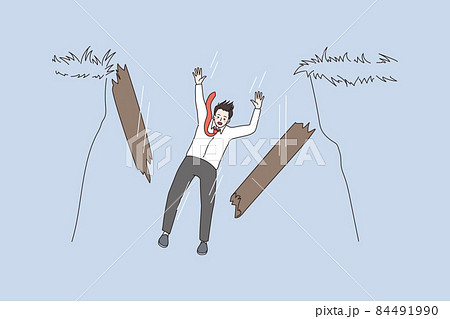 Businessman risk at work fall into precipice 84491990