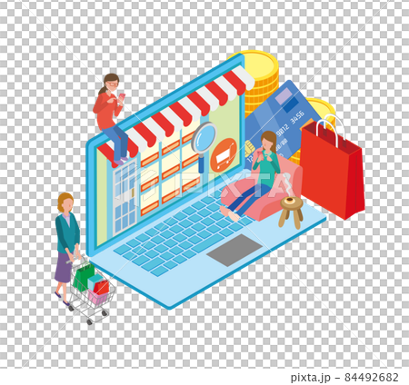インターネットショッピングのアイソメトリックイラスト 84492682