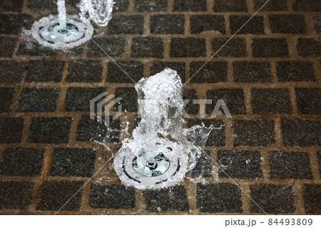 Short exposure photo of a few small fountains in Kouvola, Finland on a summer day. 84493809