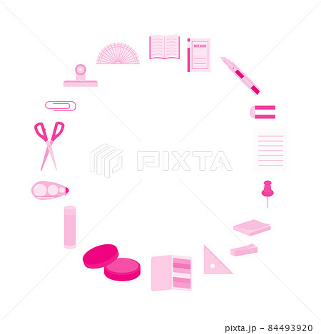 シンプルでフラットな文具のイラストフレーム 84493920