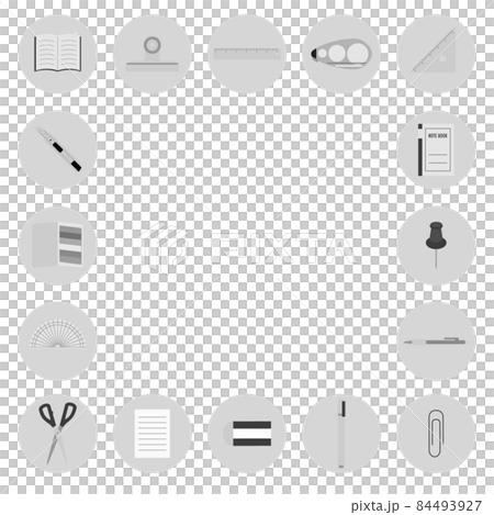 シンプルでフラットな文具のイラストセット シンプルでフラットな文具のイラストセット 84493927