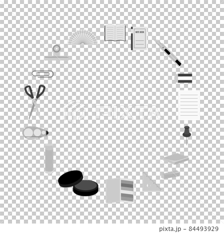 シンプルでフラットな文具のイラストフレーム シンプルでフラットな文具のイラストフレーム 84493929
