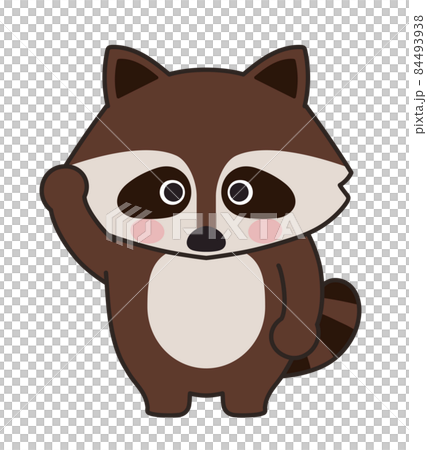 挨拶をするかわいいアライグマのイラストのイラスト素材