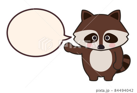 吹き出しと可愛いアライグマのイラストのイラスト素材