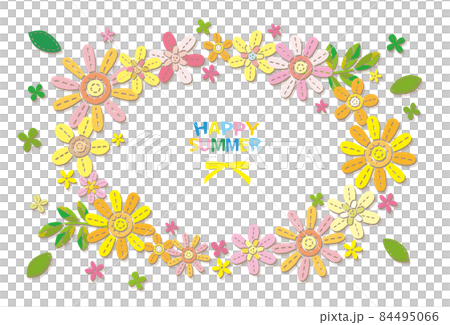 フェルト風花のフレーム 楕円形 夏色 84495066