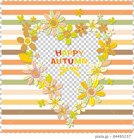 Felt-style flower design Heart frame Striped pattern Autumn color 84495237