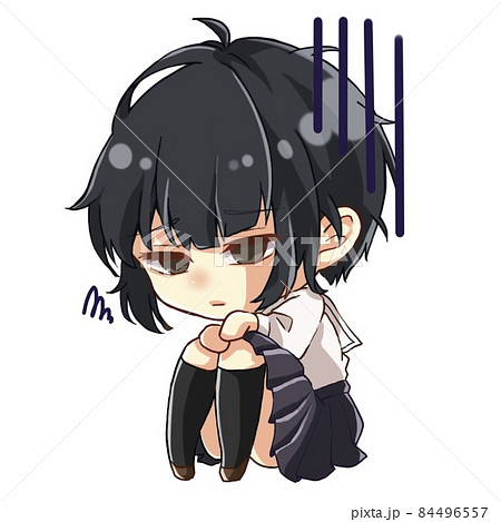 制服を着た落ち込んでいる女の子 左向き イラスト 制服を着た落ち込んでいる女の子 左向き イラスト 84496557