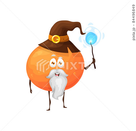 Cartoon Orange Fruit Wizard Or Magician のイラスト素材