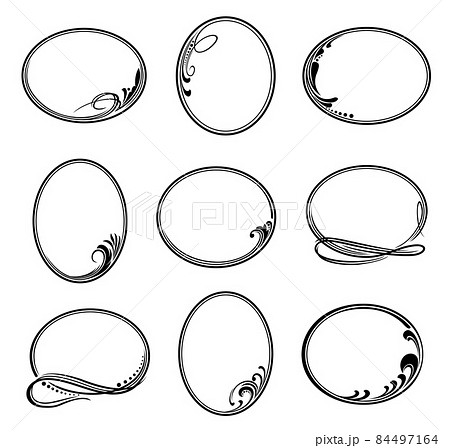 Vintage obituary mourning borders or wedding frames vector set with calligraphic embellishments. Funeral and condolence frames, RIP or RSVP marriage cards with flourish wreath borders in calligraphy 84497164