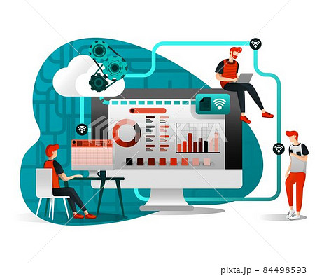 Sharing file for remote worker. Vector flat illustration of concepts for landing page, web, website, homepage, mobile apps ui / ux, poster, banner, template, flyer 84498593