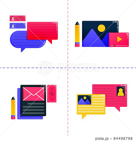 logo design icon of education, learning and scholarship with balloon chat and communication. Icon pack template can be use for landing page, ui ux, web, mobile app, poster ads, banner, website, flyer 84498798