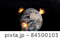Explosions on planet earth A global catastrophe 3d-rendering 84500103