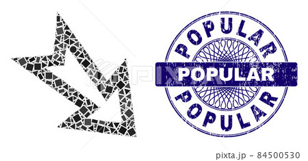 Grunge Popular Stamp and Geometric Arrow Right Down Mosaic 84500530