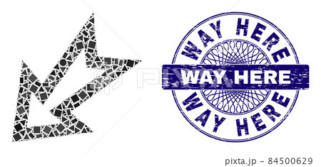 Distress Way Here Seal and Geometric Arrow Left Down Mosaic 84500629