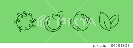 Green plant leaf circle icon set isolated concept Green plant leaf circle icon set isolated concept 84501338