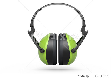 Protective green earphones muffs isolated on a white background 84501823