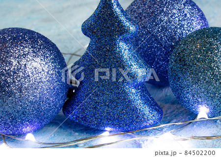 blue sparkling Christmas decorations, a Christmas tree, decor for New Year blue sparkling Christmas decorations, a Christmas tree, decor for New Year 84502200