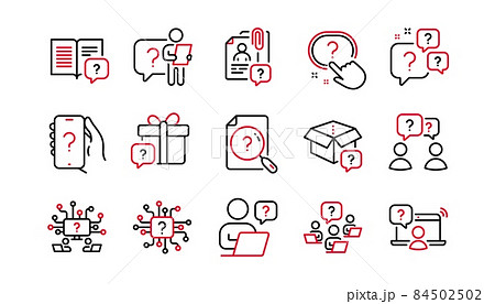 Questions Line Icons Artificial Intelligence のイラスト素材