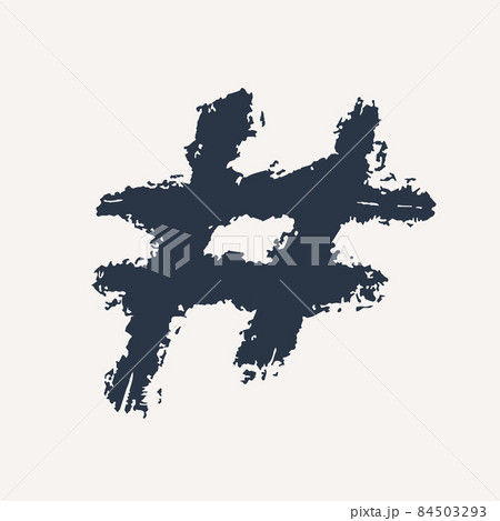 Hashtag, vector ink painted tag icon on white background. Hand Drawn vector illustration. 84503293