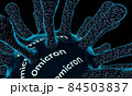 Coronavirus omicron mutation. Microscopic view of a infectious virus. Medical illustration. Coronavirus detail. 3D rendering. High quality 3d illustration 84503837