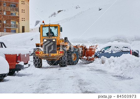 Winter road clearing snowplow Winter road clearing snowplow 84503973
