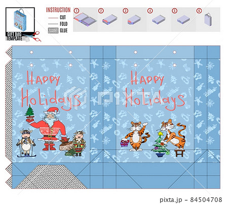 santa claus and tigers on a package holiday gift santa claus and tigers on a package holiday gift 84504708