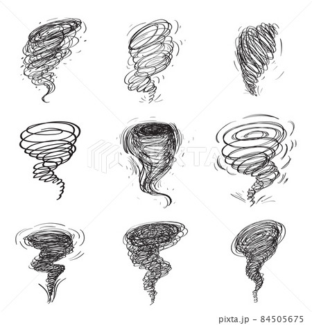 Hand Drawn Tornado, Sketched Doodle Whirlwind, Scribble Swirl Hand Drawn Tornado, Sketched Doodle Whirlwind, Scribble Swirl 84505675