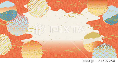 レトロな色調の和柄背景イラストのイラスト素材