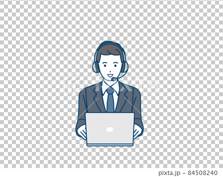 Customer support operator Call center Men in suits PC telework work Customer support operator Call center Men in suits PC telework work 84508240