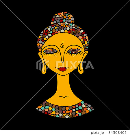 Meditating woman portrait. Sketch for your design Meditating woman portrait. Sketch for your design 84508405