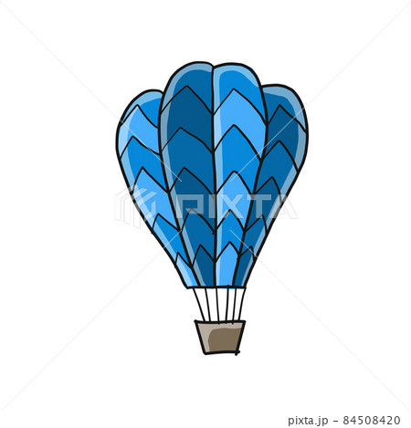 Hot Air Balloon isolated on white. Sketch for your design 84508420