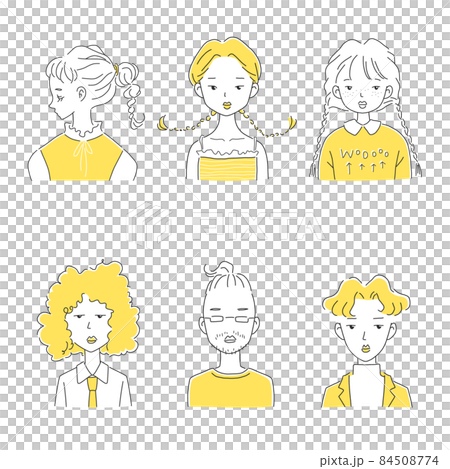 時尚髮型男女插畫素材 時尚髮型男女插畫素材 84508774