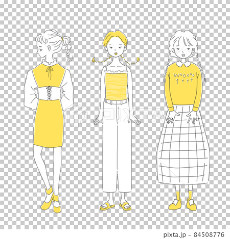 おしゃれな女性3人のイラスト素材 84508776
