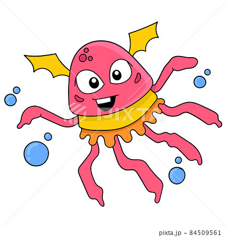 alien monster jellyfish red friendly face smiling, doodle icon image kawaii alien monster jellyfish red friendly face smiling, doodle icon image kawaii 84509561