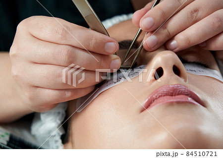 Woman Eye with Long Eyelashes. Eyelash Extension 84510721