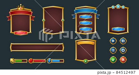 Set game frames and menu buttons cartoon interface Set game frames and menu buttons cartoon interface 84512497